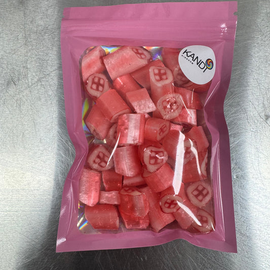 Pink package of rock candy with a England flag picture inside for the World Cup football 